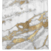 Rideaux De Douche Pierre de marbre Abstrait blanc gris argenté Carr (Devant)