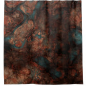 Rideaux De Douche Pierre rouille et turquoise (Devant)
