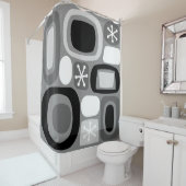 Rideaux De Douche Pierres de l'ère atomique noir blanc (En situation)