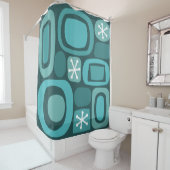 Rideaux De Douche Pierres de terrain de l'âge atomique Turquoise (En situation)