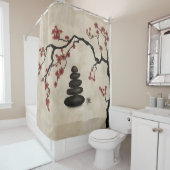 Rideaux De Douche Pierres zen Sakura Tree (En situation)