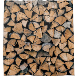 Rideaux De Douche Pile de bois de chauffage brun