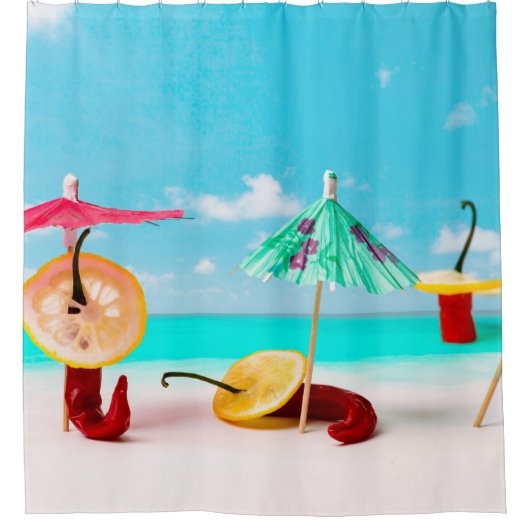 Rideaux De Douche Piment Sur La Plage (Devant)