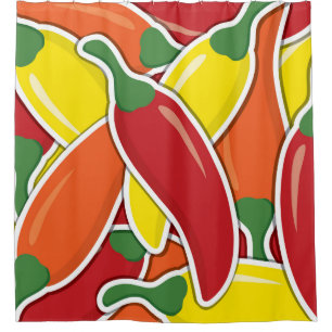 Rideaux De Douche Piments de piment mélangés Funky