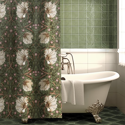 Rideaux De Douche Pimpernel Sage Vert & Chaud Blanc Motif Morris