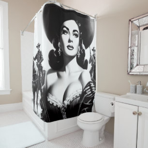 Rideaux De Douche Pin-up Ouest rétro