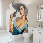 Rideaux De Douche Pin-up rétro Far West (En situation)