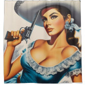 Rideaux De Douche Pin-up rétro Far West (Devant)