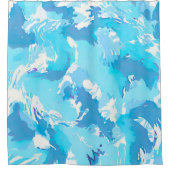 Rideaux De Douche Pinceau Abstrait bleu clair et blanc (Devant)