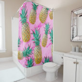 Rideaux De Douche Pineapples tropicales et Pink Marble Colorful (En situation)