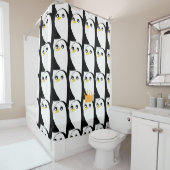 Rideaux De Douche Pingouin comique : noir blanc Vintage (En situation)