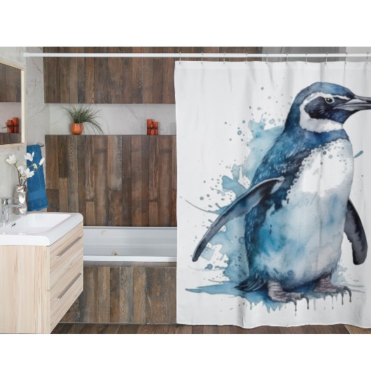 Rideaux De Douche Pingouin d'aquarelle Arctique