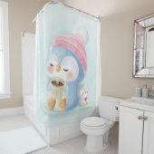 Rideaux De Douche Pingouin de dessin| Pingouin mignon avec neige (En situation)