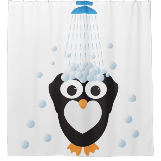 Rideaux De Douche Pingouin mignon prenant une douche (Devant)