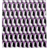 Rideaux De Douche Pingouin Motif violet noir blanc (Devant)