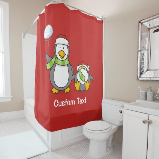 Rideaux De Douche Pingouins de Noël (En situation)
