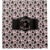 Rideaux De Douche Pink and Black Goth Skulls and Roses Personalized (Devant)