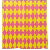 Rideaux De Douche Pink and Yellow Harlequin Checkered Design (Devant)