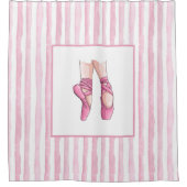 Rideaux De Douche Pink Ballet Shoes with Watercolor Stripes (Devant)