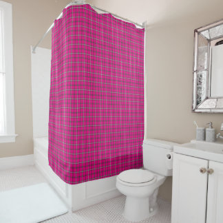 Rideaux De Douche Pink Black White Plaid Shower Curtain