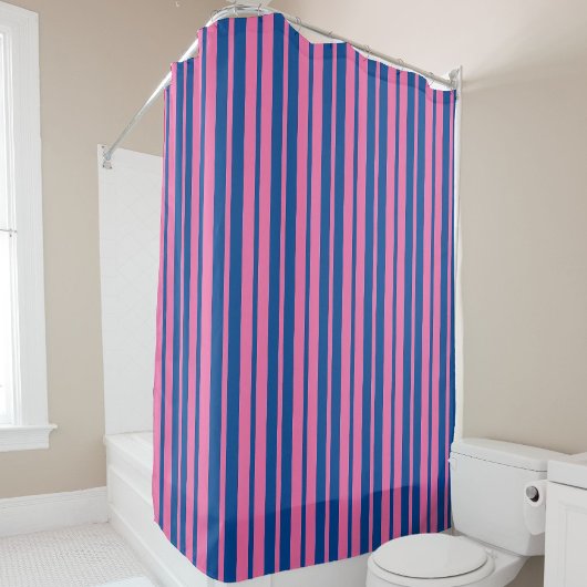 Rideaux De Douche Pink Blue Stylish Stripes Pattern Design 