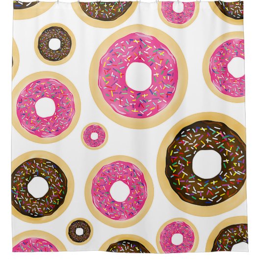 Rideaux De Douche Pink & Brown Sprinkt Donuts Moderne Amusant mignon (Devant)