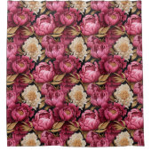 Rideaux De Douche Pink & Burgundy Peony Floral (Devant)