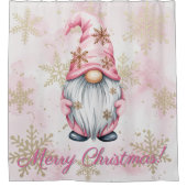 Rideaux De Douche Pink Christmas Gnome Gold Snowflakes (Devant)