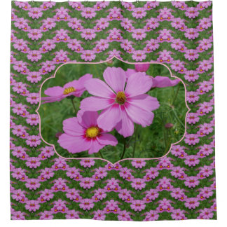 Rideaux De Douche Pink Cosmos Flower Nature Art Pattern