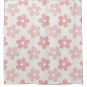 Rideaux De Douche Pink Cream Daisy Flowers Retro Pattern (Devant)
