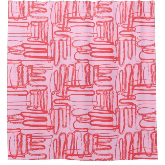 Rideaux De Douche Pink Curve Wavy Squiggle Abstract Modern (Devant)