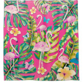 Rideaux De Douche Pink Flamingos Tropical Botanical Butterfly (Devant)