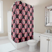 Rideaux De Douche Pink Lion Head Animal Pattern Design - Black  (En situation)