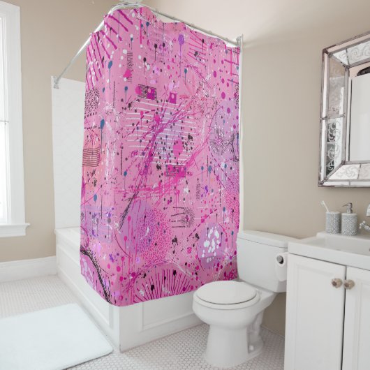 Rideaux De Douche Pink Maximalist Abstract: Raspberry Sundae (En situation)