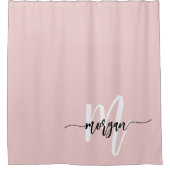 Rideaux De Douche Pink Modern Script Girl Monogramme Nom (Devant)