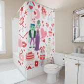 Rideaux De Douche pink monster valentines bride frankenstein mummy (En situation)