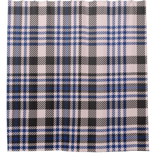Rideaux De Douche Pink Navy Glen Plaid texturé transparent (Devant)