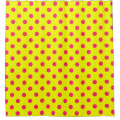 Rideaux De Douche Pink On Yellow Polka Dots Pattern Design  (Devant)