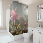 Rideaux De Douche Pink Orchid And Three Hummingbirds (En situation)