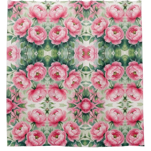 Rideaux De Douche Pink Peony Floral Pattern (Devant)