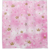 Rideaux De Douche Pink Princess Hearts Stars Crowns Parties scintill (Devant)