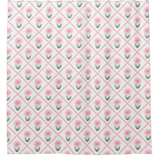 Rideaux De Douche Pink trellis floral grandmillenial classic pretty