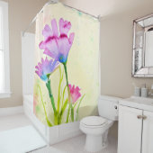 Rideaux De Douche Pink watercolor flowers (En situation)