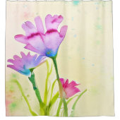 Rideaux De Douche Pink watercolor flowers (Devant)