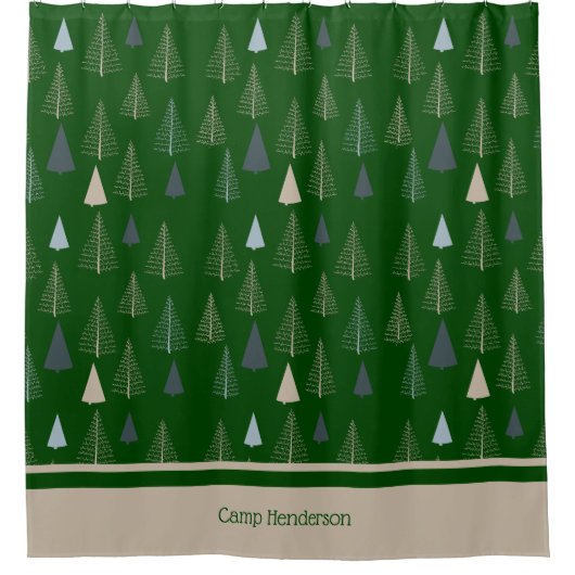 Rideaux De Douche Pins primitifs sur vert foncé (Devant)