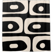 Rideaux De Douche Piquet Midsiècle Abstrait Minimal Noir et Crème (Devant)