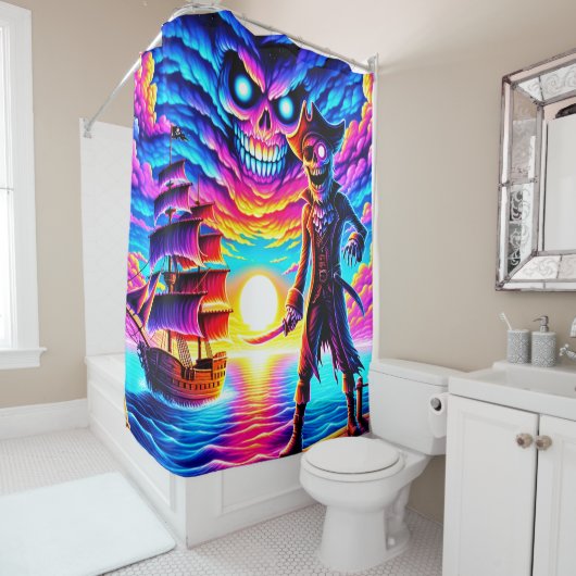 Rideaux De Douche Pirate Art (En situation)