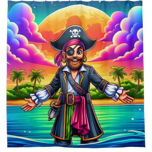 Rideaux De Douche Pirate de dessin (Devant)