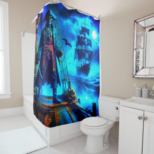Rideaux De Douche Pirate effrayant (En situation)