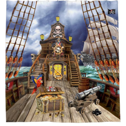 RIDEAUX DE DOUCHE PIRATES BUTIN VOLÉ (Devant)